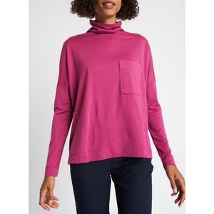 Kit and Ace Merino Turtleneck Long Sleeve Tee Knit Top Pocket Size Small Pink